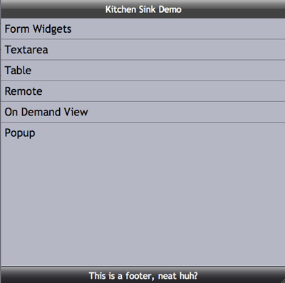 Jo Kitchen Sink Demo 的屏幕截图