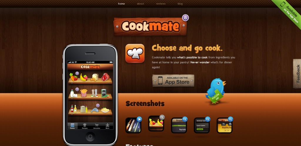 cookmateapp 1024x496 100 Wonderfully Designed iPhone App Websites