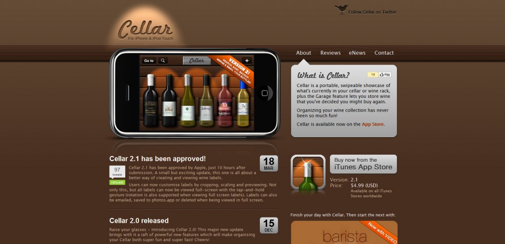 cellar 1024x496 100 Wonderfully Designed iPhone App Websites