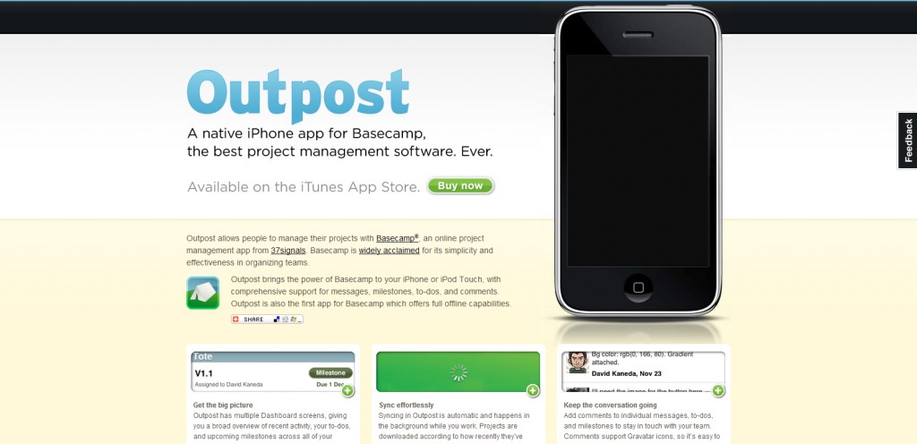 outpostapp 1024x496 100 Wonderfully Designed iPhone App Websites