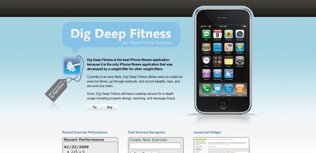 digdeepfitness 1024x496 100 Wonderfully Designed iPhone App Websites