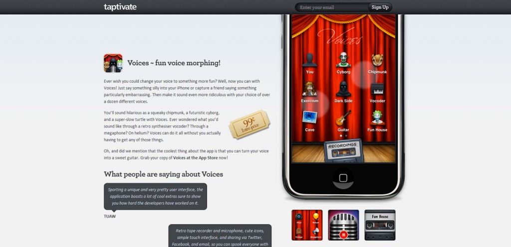taptivate 1024x496 100 Wonderfully Designed iPhone App Websites