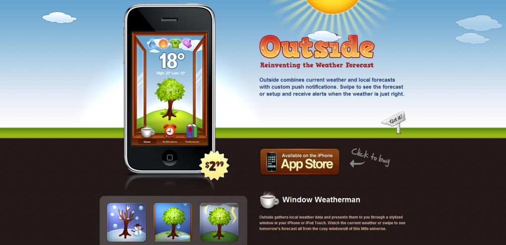 outsideapp 1024x496 100 Wonderfully Designed iPhone App Websites