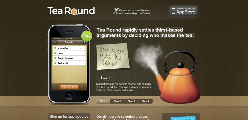 tearoundapp 1024x496 100 Wonderfully Designed iPhone App Websites