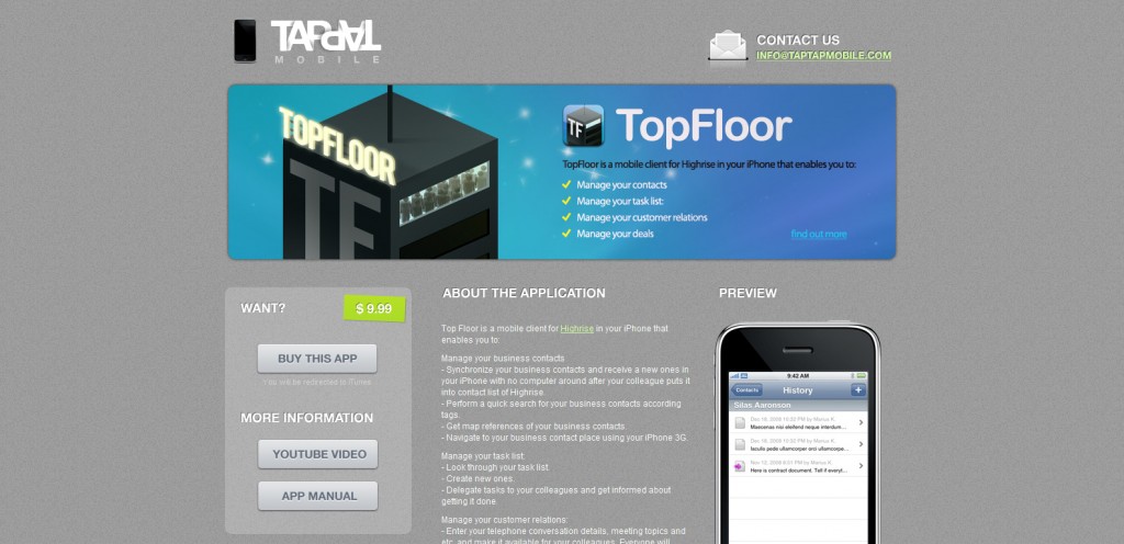 topfloor 1024x496 100 Wonderfully Designed iPhone App Websites