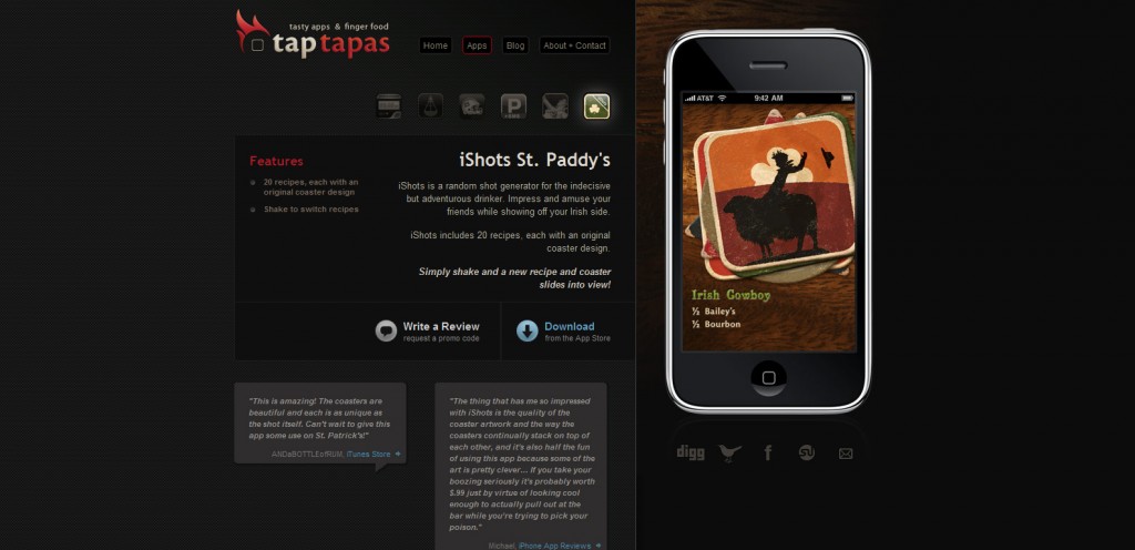 taptapas 1024x496 100 Wonderfully Designed iPhone App Websites