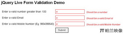 jQuery Live Form Validation - Javascript¼ű
