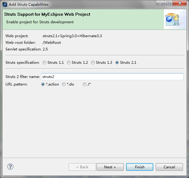 MyEclipseSSH Struts2.1+Spring3.0+hibernate3.3