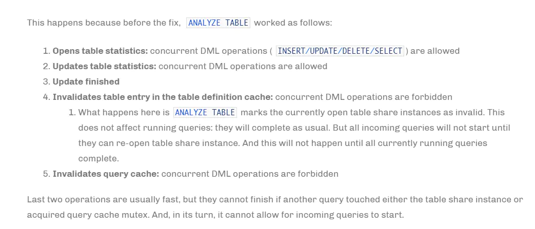 ...ִanalyze table⵼waiting for table flush