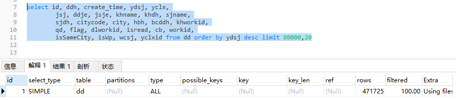 mysql性能优化之order by limit