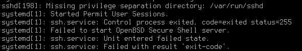 ssh Missing privilege separation directory: /var/run/sshd