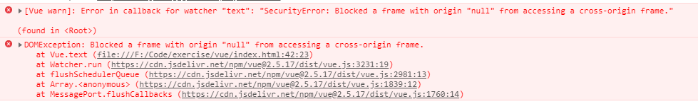 Blocked a frame with origin null from accessing a cross-origin frame
