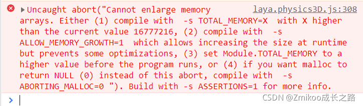 Cannot enlarge memory arrays. Either (1) compile with -s TOTA޸