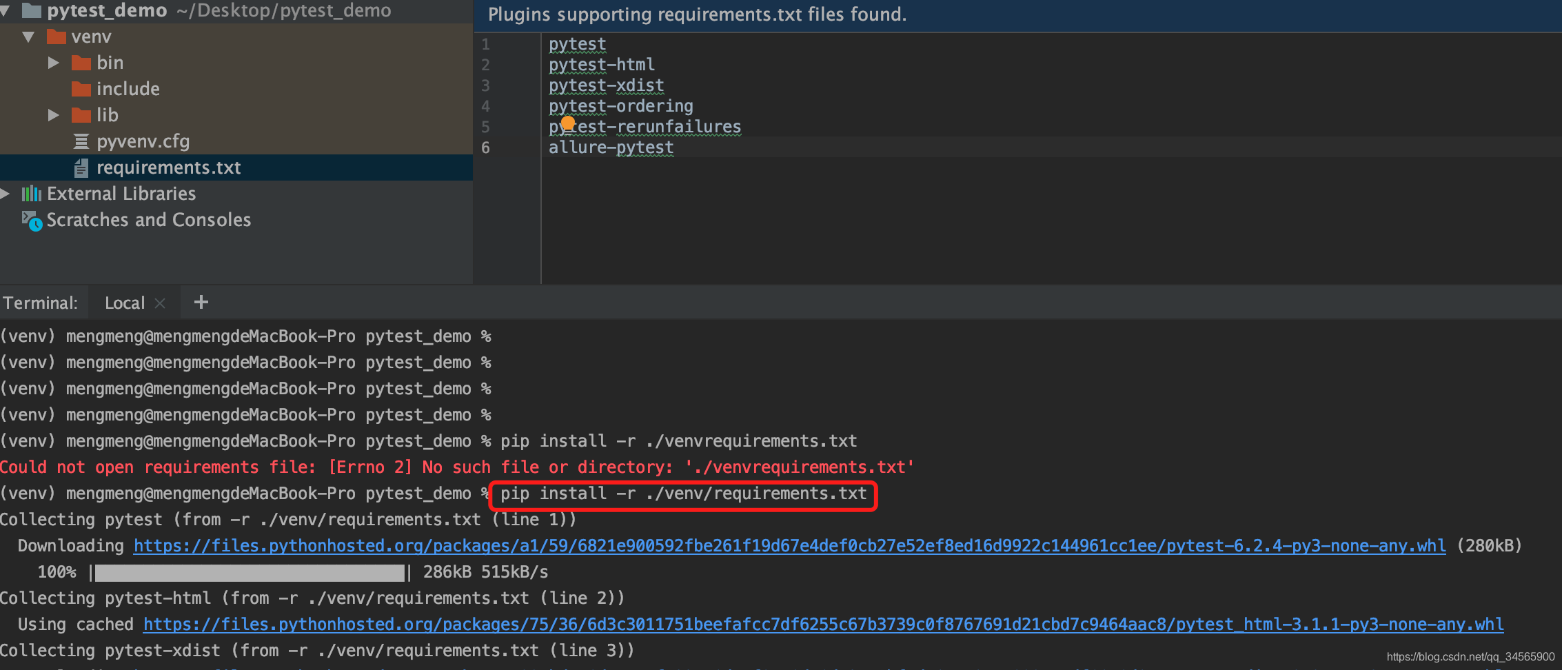 ִPythonṩrequirements.txtļĿ尲װʱNo such file or directory: requirements.txt