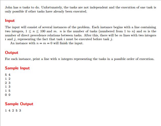 UVa - 10305 - Ordering Tasks(DFS)