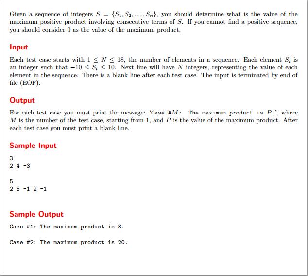 UVa - 11059 - Maximum Product(ö)