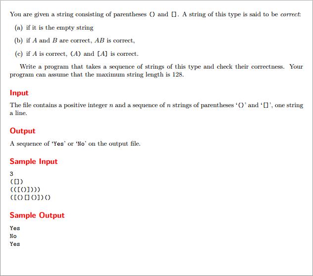 UVa - 673 - Parentheses Balance(栈-stack)(Java和C++)