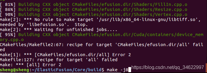ElasticFusion: 用kinect-v2在Ubuntu16.04下跑Elasticfusion 编译运行过程实验记录