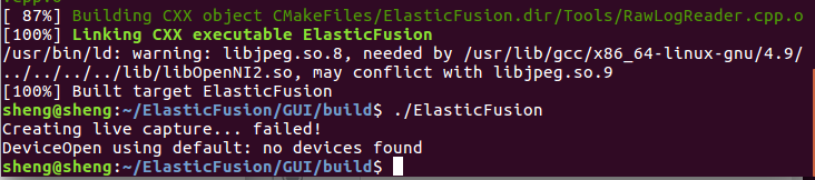 ElasticFusion: 用kinect-v2在Ubuntu16.04下跑Elasticfusion 编译运行过程实验记录