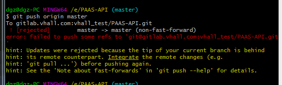 gitlabgit push origin mastererror: failed to push some refs to 'git@gitlab.*****