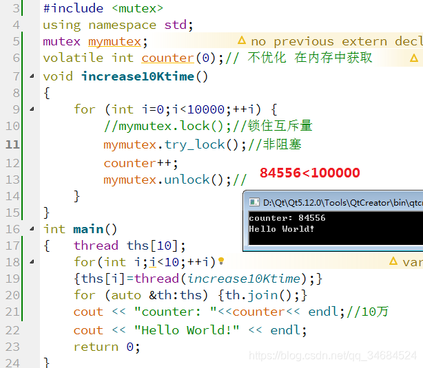 Thread 线程和锁 线程创建 传参（笔记001）try_lock (非阻塞) lock_guard