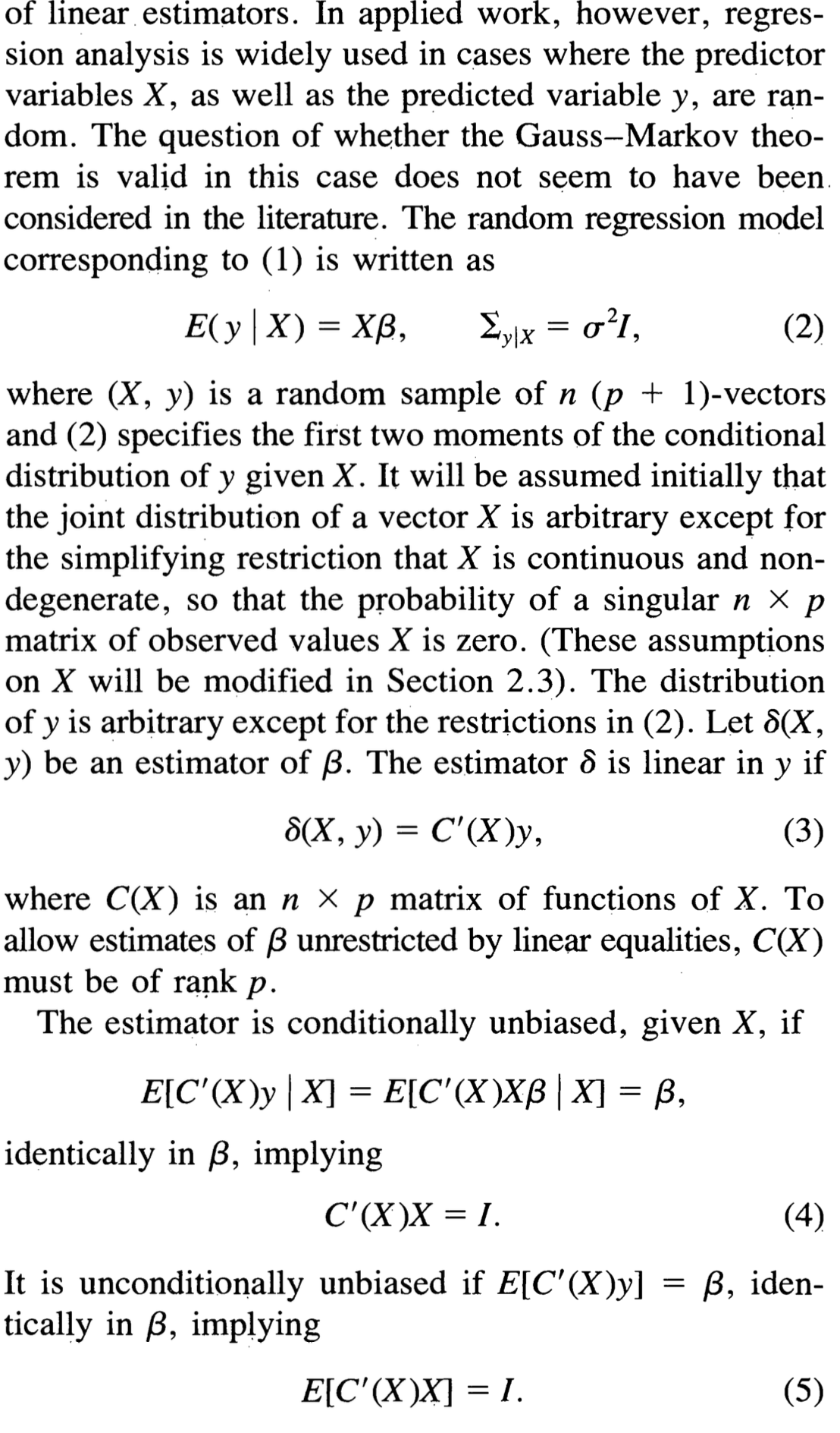 [ѧϰ]ıʼ-The Gauss-Markov Theorem and Random Regressors