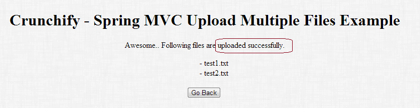Crunchify Spring MVC - Multiple file upload Example Result
